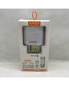 CARREGADOR KAIDI 2 USB USB-C TURBO ORIGINAL