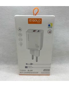CARREGADOR A'GOLD USB-C TURBO 40W 9.1A ORIGINAL